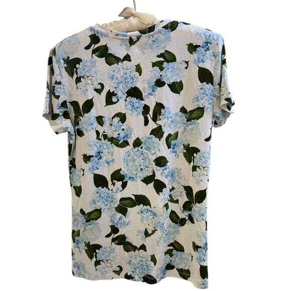 L'AGENCE Classic Tee - Ressi Fitted Crewneck Hydrangea Floral - Size M - Picture 6 of 6